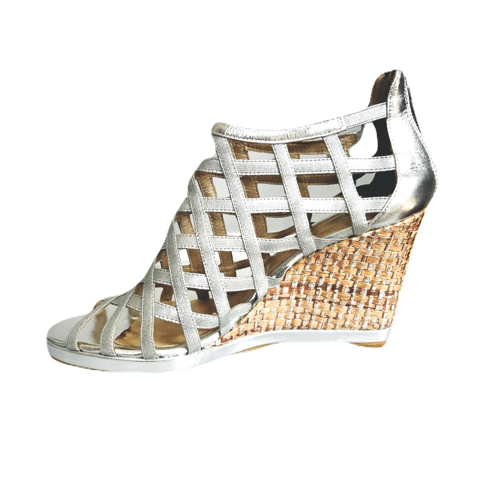 Donald J. Pliner Metallic Woven Wedges